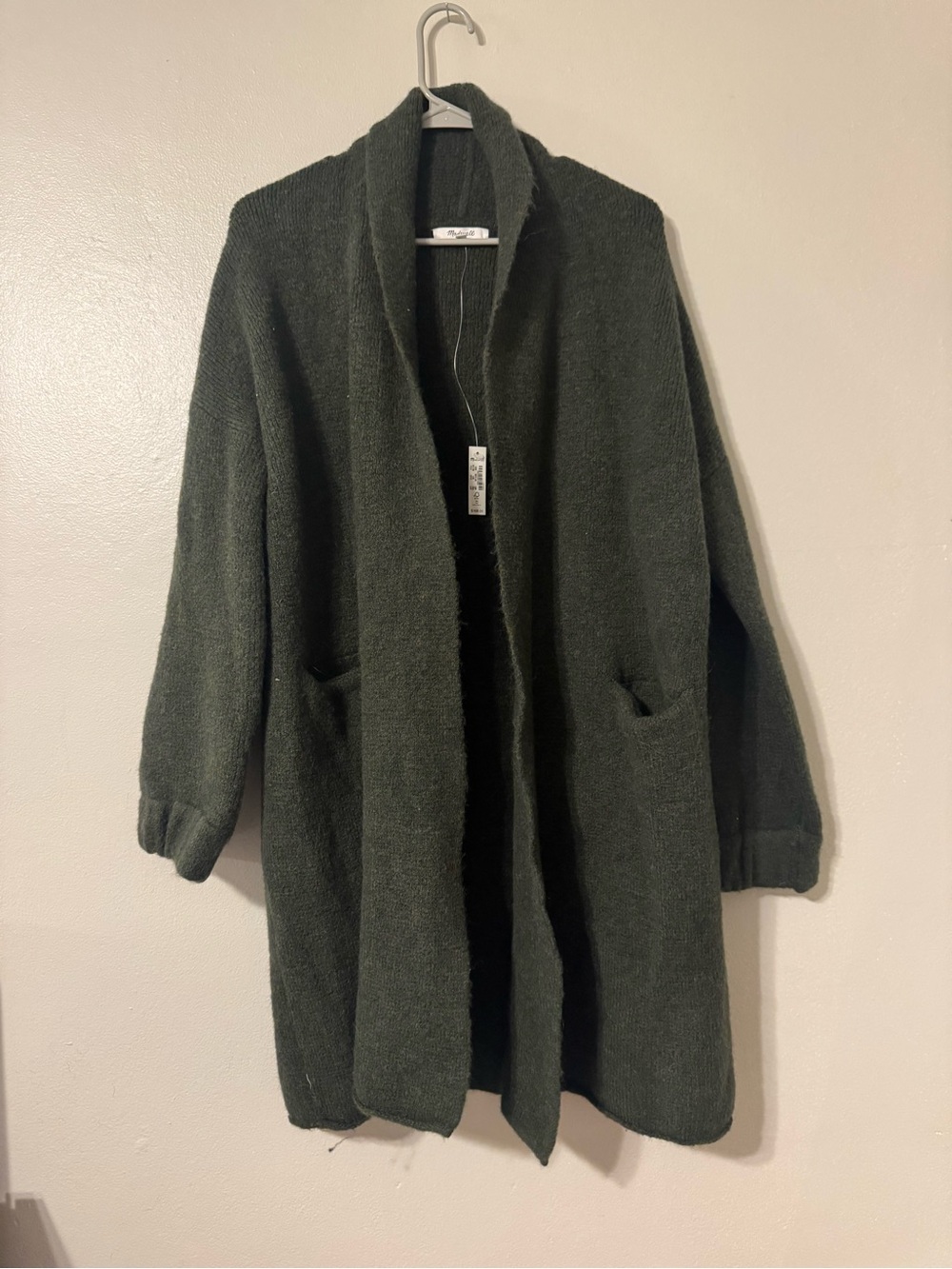 Madewell Olive Green Open-Front Cozy Cardigan